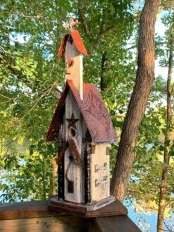 Tall Church Birdhouse- White