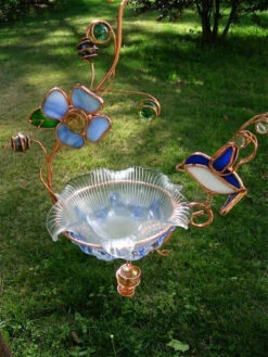 Hanging Dish Feeder/Mini Bath Stained Glass 11 Hanging Dish Feeder/Mini Bath Stained Glass -THE BIRDHOUSE CHICK Sales bluebird1 693bc267 38c9 467c 9699 bd4037d45e46