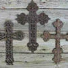 Cast Iron Crosses-Set Of 3 Dark With Verde Accents 1 Cast Iron Crosses-Set Of 3 Dark With Verde Accents -THE BIRDHOUSE CHICK Sales browncross deck