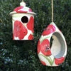 Ceramic Birdhouse And Feeder Gift Set 1 Ceramic Birdhouse And Feeder Gift Set -THE BIRDHOUSE CHICK Sales ceramic birdhouse bird feeder gift set red