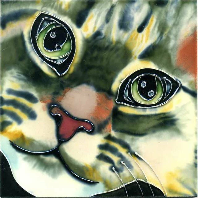 Close-Up Ceramic Cat Tile-2 Sizes 3 Close-Up Ceramic Cat Tile-2 Sizes