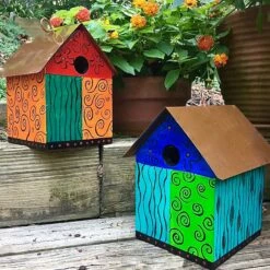 Color Block Copper Birdhouse