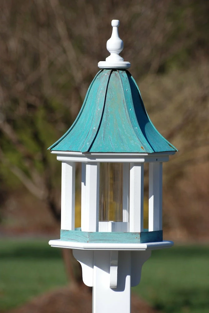 Copper Roof Bird Feeder Column Style - 28x12 3 Copper Roof Bird Feeder Column Style - 28x12
