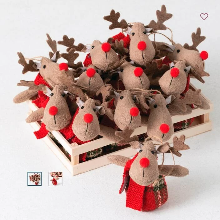 12 Reindeer Ornaments In Wood Crate 4 12 Reindeer Ornaments In Wood Crate - Image 2
