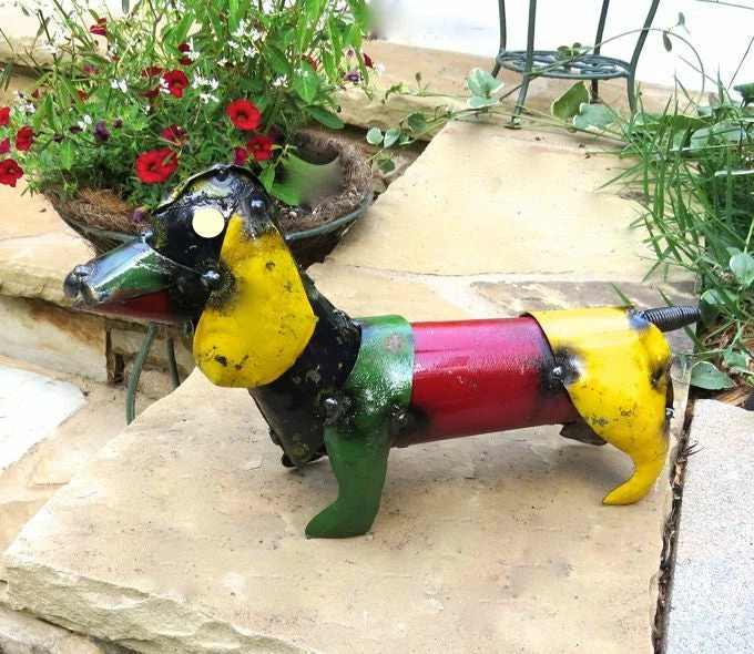 Dachshund Recycled Metal Yard Art 3 Dachshund Recycled Metal Yard Art