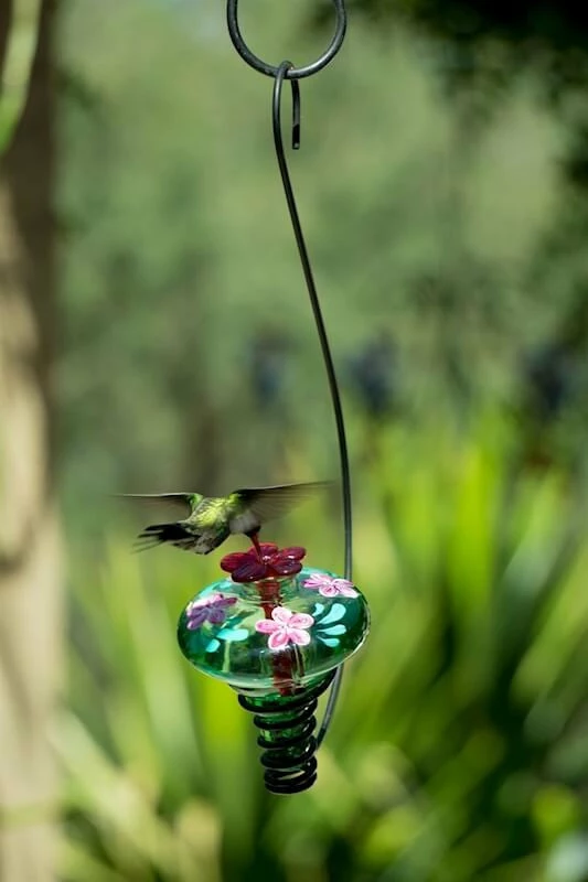Hand Painted Glass Hummingbird Feeder 4 Hand Painted Glass Hummingbird Feeder - Image 2
