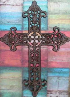Large Cast Iron Cross With Scrolling Detail-17.5 Inch