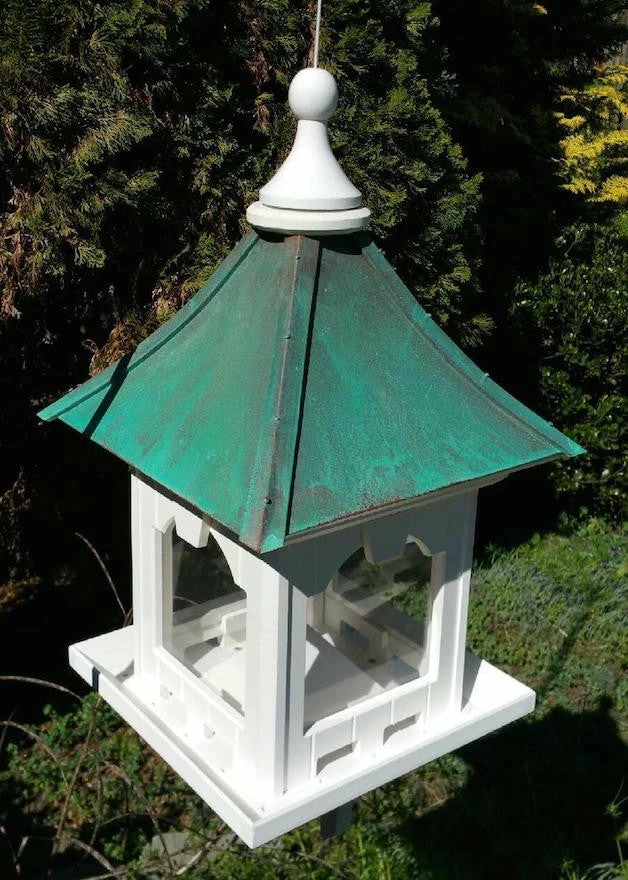 Copper Roof Bird Feeder With Large Capacity - Hanging 4 Copper Roof Bird Feeder With Large Capacity - Hanging - Image 2