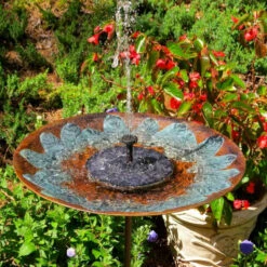 Brass Leaves Solar Bubbler Bird Bath 10 Brass Leaves Solar Bubbler Bird Bath -THE BIRDHOUSE CHICK Sales one piece solar birdbath leaves c