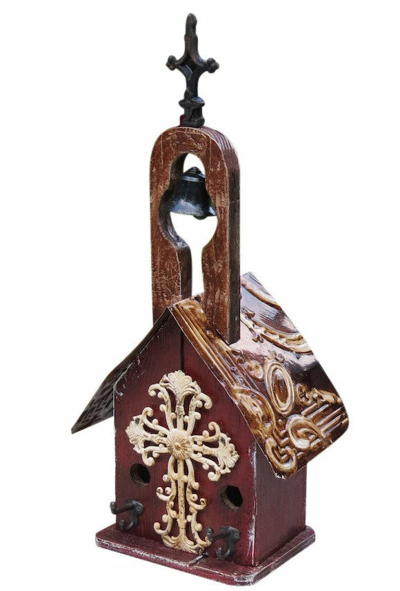 Vintage Church Birdhouse- Large Cross 3 Vintage Church Birdhouse- Large Cross