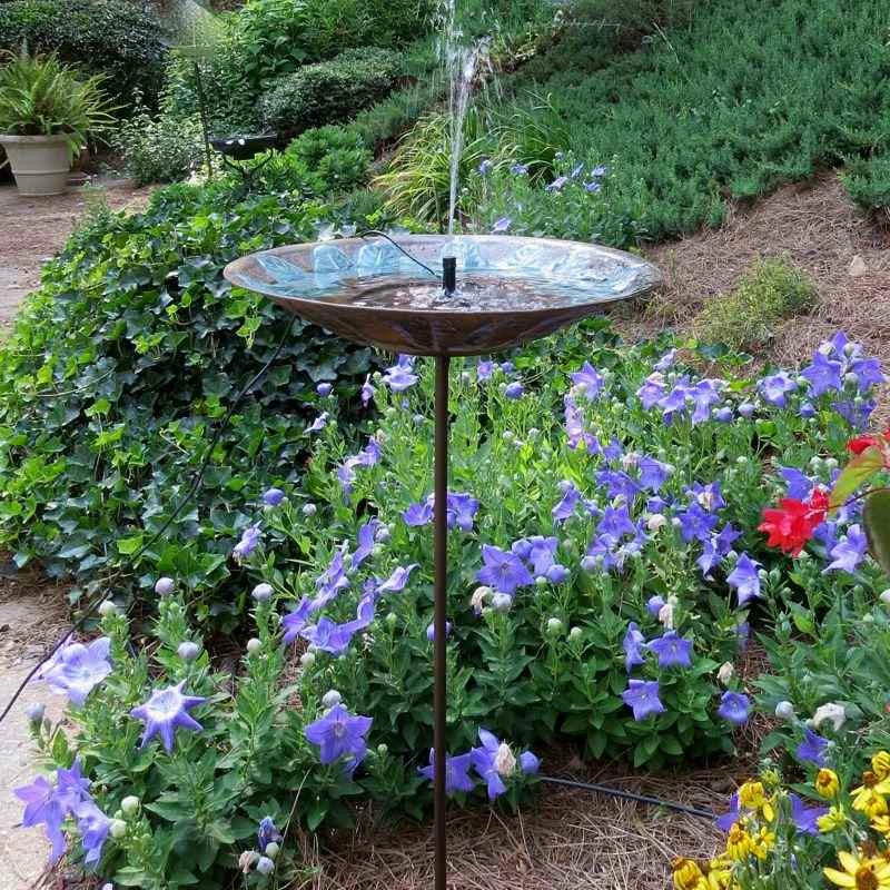 Brass Leaves Solar Bubbler Bird Bath 4 Brass Leaves Solar Bubbler Bird Bath - Image 2