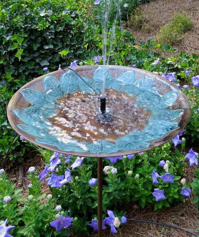 Brass Leaves Solar Bubbler Bird Bath 3 Brass Leaves Solar Bubbler Bird Bath