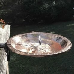 Solar Bubbler Copper Bird Bath W/ Hanger