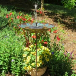 Brass Leaves Solar Bubbler Bird Bath 11 Brass Leaves Solar Bubbler Bird Bath -THE BIRDHOUSE CHICK Sales staked bath solar 1 piece fountain c