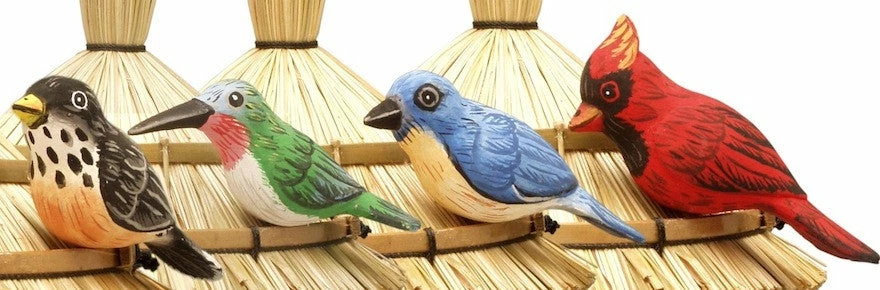 Wood Birds-Handcrafted Set/4 4 Wood Birds-Handcrafted Set/4 - Image 2