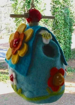 Felted Wool Birdhouse-Flower Power